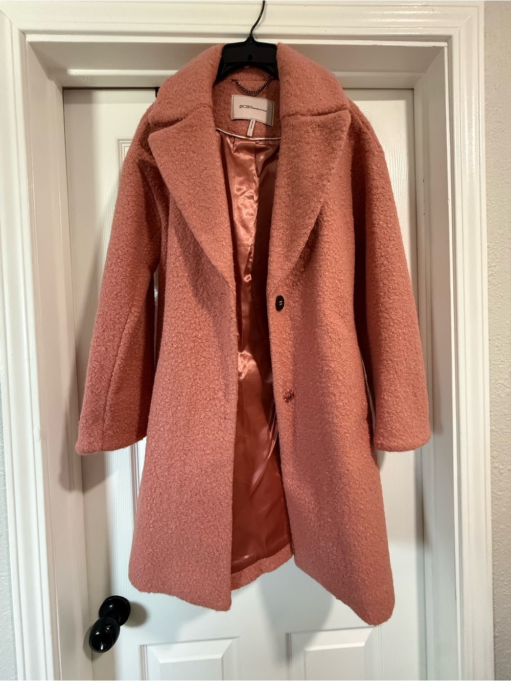 BCBGeneration Dusty Rose Bouclé Single-Button Coat